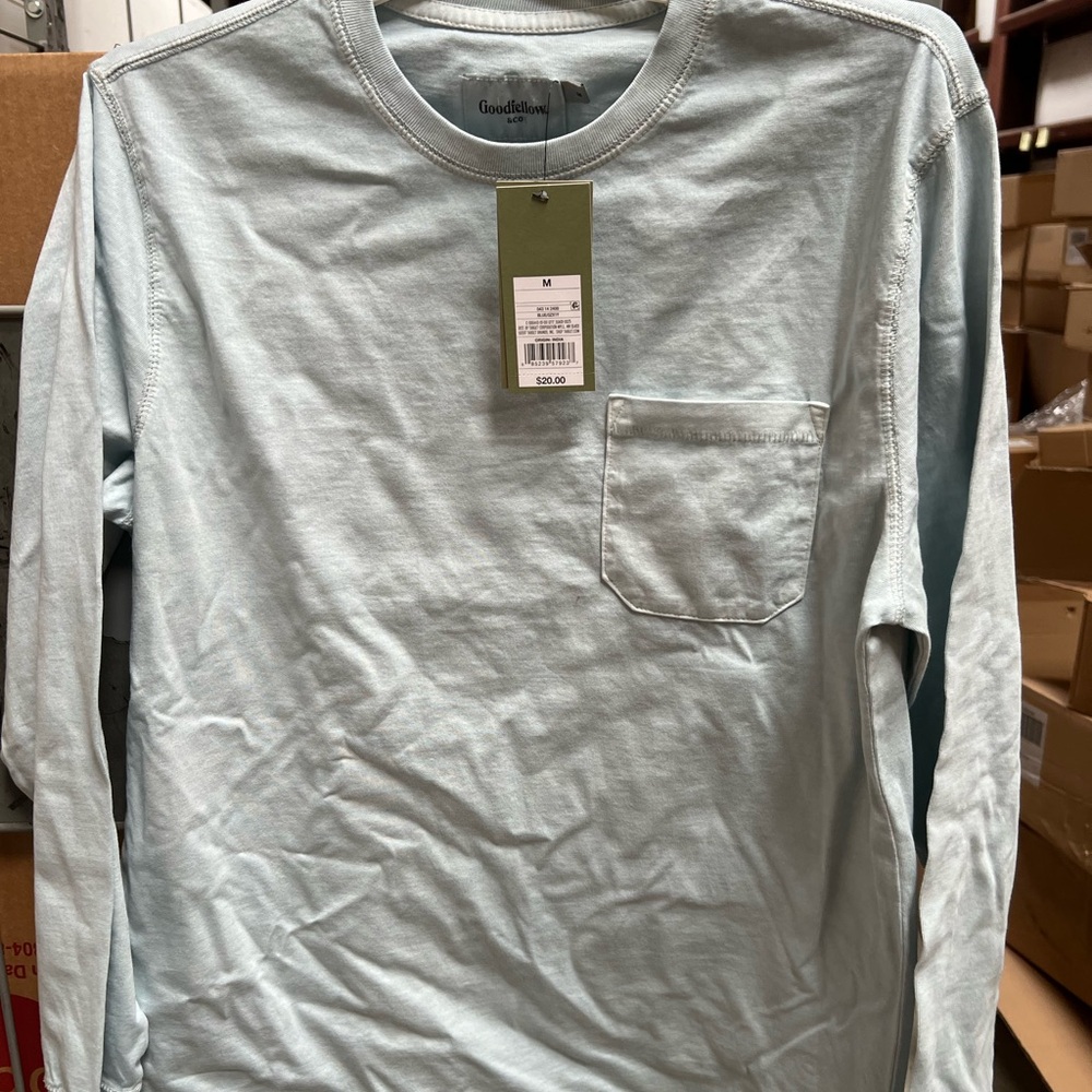 Goodfellow & Co Men's Long-Sleeve Pocket Tee - Pale Blue